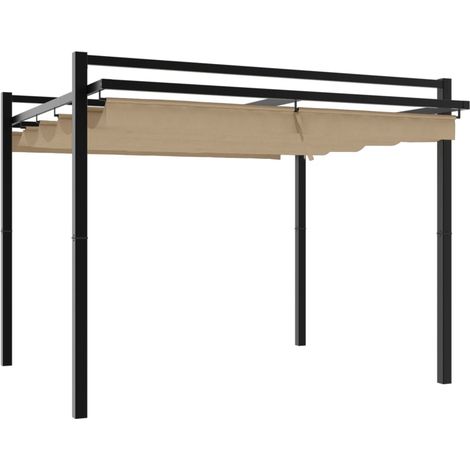 Tonnelle de jardin avec toit rétractable taupe 3x3 m aluminium