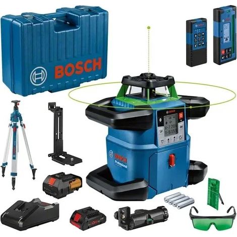 Bosch - 18V AKU laser rotante, portata 650 m, con ricevitore, treppiede e accessori, 1x batteria 4,0 Ah, caricabatterie 06159940PS (1/5)