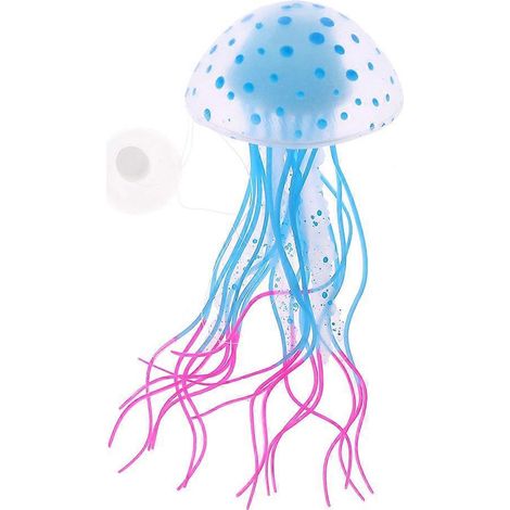Décoration d'aquarium Méduse en silicone phosphorescente, poisson artificiel lumineux pour réservoir. (1/4)