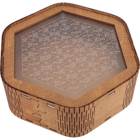 Tirelire hexagonale en bois élégante avec balance numérique intégrée pour enfants et adultes déco maison cadeau (1/5)
