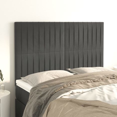 Cabecero gris oscuro 144x5x118/128 cm terciopelo vidaXL (1/5)