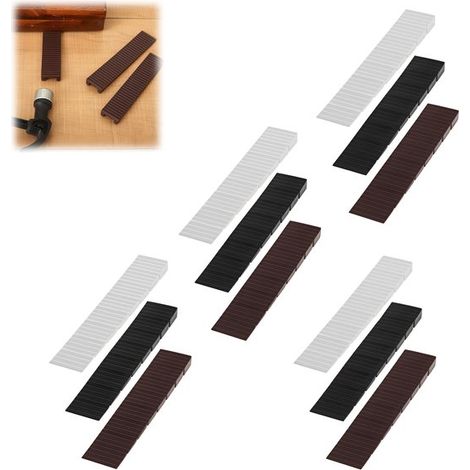 Confezione da 12 guarnizioni a cuneo angolate regolabili in plastica, bianche, nere e marroni, 10 x 1,95 cm per mobili. (1/5)