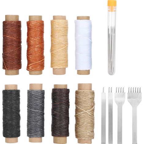 24Pcs Leather Sewing Kit Needles Thread Prong Chisel Repair Tools DIY HandMade Craft Set (1/5)