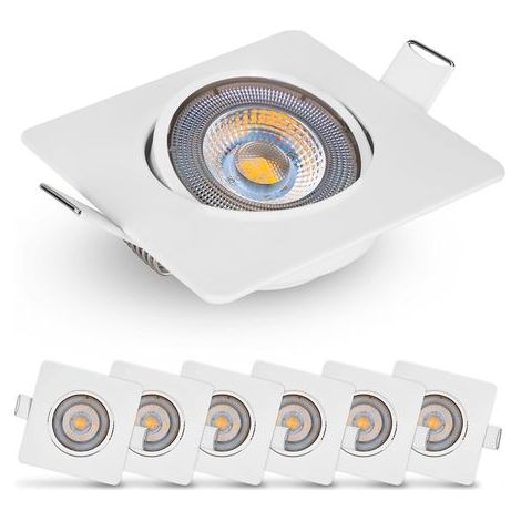 Set of 6 Recessed LED Spotlights, Extra Flat Square, Warm White 3000K, Indoor (1/5)