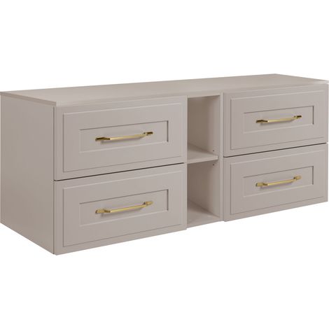 Set di mobili da bagno sotto lavabo, Beige, 180 (2 x 80 + 20) x 46 x 58 cm , 3 colori di maniglie a scelta