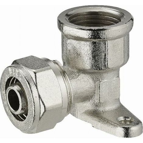 – Coude applique à compression pour tube multicouche – Raccord laiton femelle 1/2'' (15x21) – Ø 16 mm – Installation rapide sans outil (1/5)