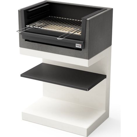 TUOZI - Barbecue fixe pour bois et charbon modèle KITAWAY MINI GRILL (Gris/Blanc - 63 x 41,5 x 96 cm) REF: T00559 - Compact et idéal extérieur (1/3)