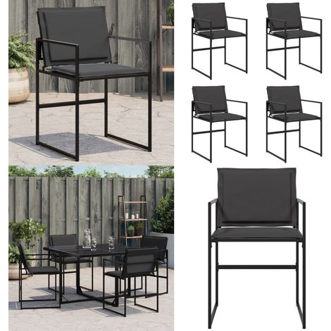 Chaises de jardin et coussins lot de 4 noir acier et textilène - Chaise De Jardin - Fauteuil De Jardin - Mobilier De Jardin - Meubles De Terrasse - Textile Extérieur - Home & Living (1/5)