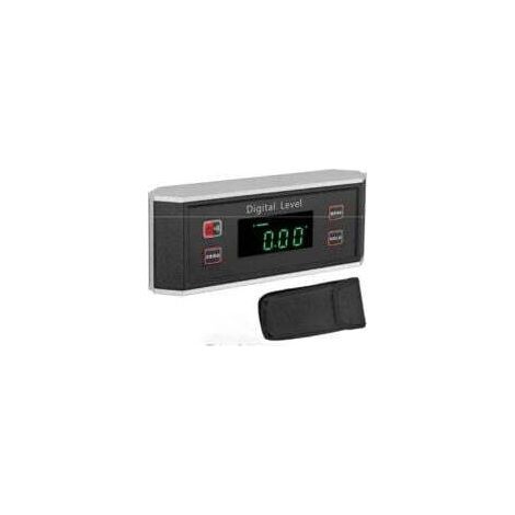 Inclinomètre numérique magnétique en aluminium avec alarme acoustique, affichage automatique, rapporteur numérique, écran rétroéclairé et protection contre l'eau IP54. (1/4)
