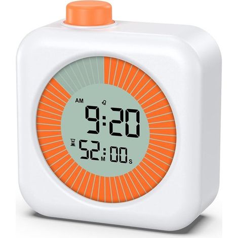 Temporizador digital visual 3 en 1 con cuenta regresiva de 60 minutos y pantalla LCD grande，Formato de 12/24 horas，Funcionamiento silencioso (1/5)