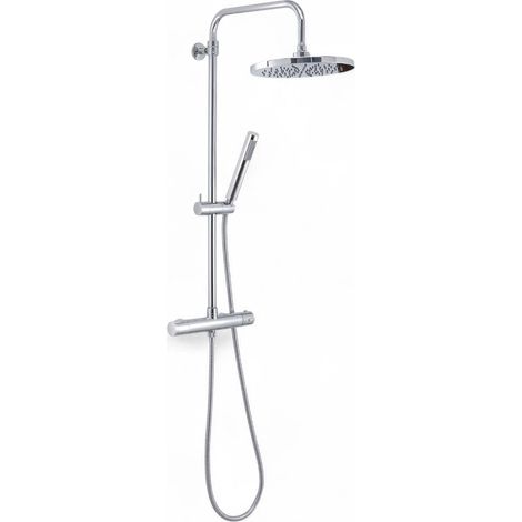Set colonna doccia tondo cromo con miscelatore termostato soffione 1 getto e doccetta 28x50x85-126 cm (1/5)