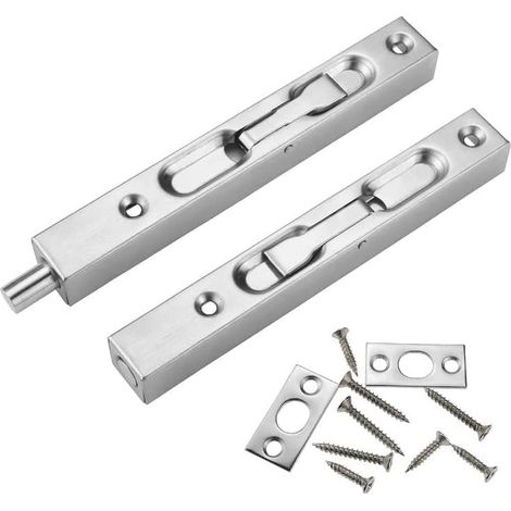 2 Pièces Loquet Caché de Porte, Loquets Coulissants de Porte 15cm, Loquet Dissimulé en 304 Acier Inoxydable, Door Flush Bolt pour Tous Les Types de Portes en Bois
