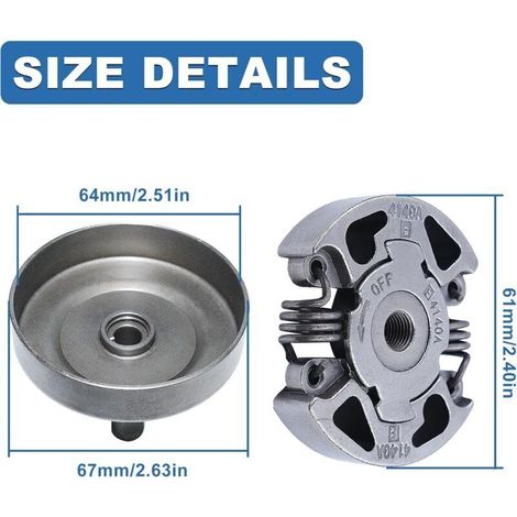 Kit frizione e campana frizione per Stihl FS38, FS40, FS45, FS50, FS55, FS70 e altre serie, accessorio per decespugliatore, pignone con tamburo frizione, ricambi (1/4)