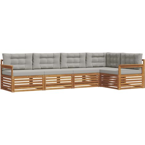 Conjunto de sofás de exterior 5 pcs Gris Natural y Claro vidaXL (1/5)
