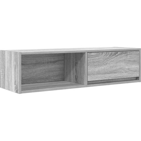 Mobile TV da parete salva-spazio portaoggetti 100 x 31 x 25 cm design moderno in legno multistrato grigio 020051667