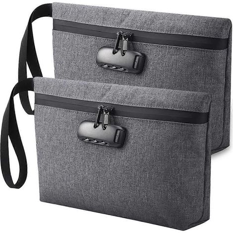 Sac à argent verrouillable, sac coffre-fort pour espèces, sac d'accessoires de cadenas gris (1/5)