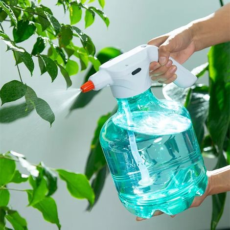 Bouilloire électrique bleue 3 L, deux modes de pulvérisation, chargement par interface USB-C, arroseur réglable, pulvérisateur de nettoyage et de désinfection pour le jardinage (1/4)