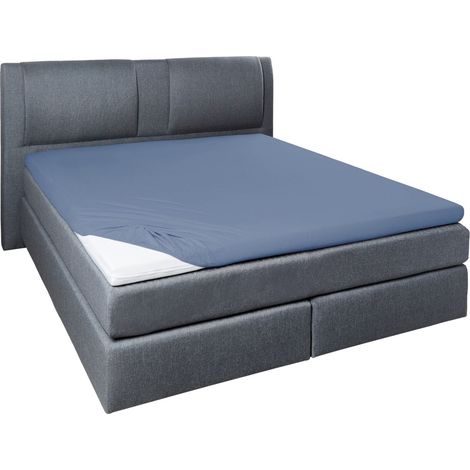 Westminster Spannbetttuch Jersey Elastan Topper 100 x 200 cm blau Spannbettlaken (1/5)