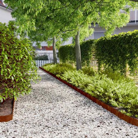 Bordes de césped acero corten flexible 50 piezas 10x103 cm (1/5)