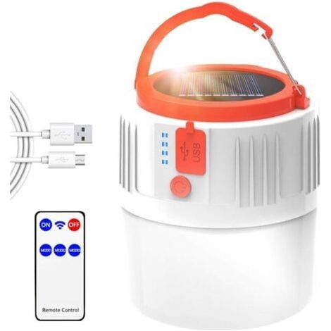 Camping lantern 800 mAh rechargeable solar/USB, remote control, waterproof IP45, suspended, ideal for outdoor and emergency (1/5)