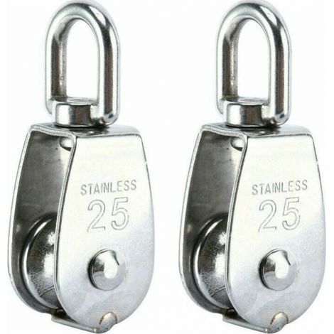 Set di 2 pulegge di sollevamento, puleggia singola in acciaio inox 304, filettatura M25, capacità di carico 150 kg. (1/5)