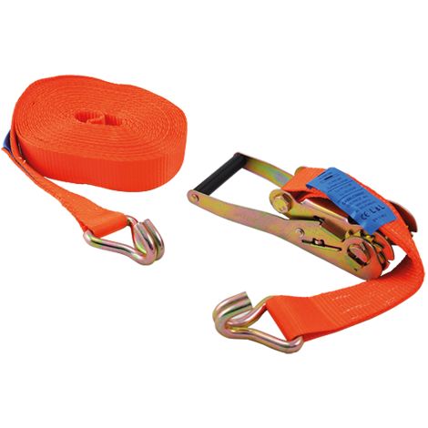 Ruban d'ancrage auto-agrippant en polyester avec tendeur a' cliquet mt 6 x mm 35 capacite' traction droite / double traction 1 - 2 tonnes
