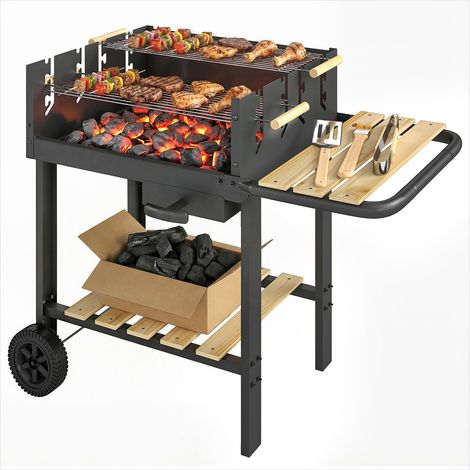 Barbecue au charbon noir en métal 99,5 x 58 x 82 cm (1/5)