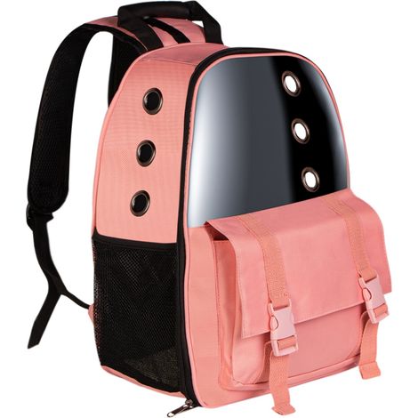 Zaino trasportino ventilato per cani e gatti, colore rosa, dimensioni 30x23x40 cm. (1/5)