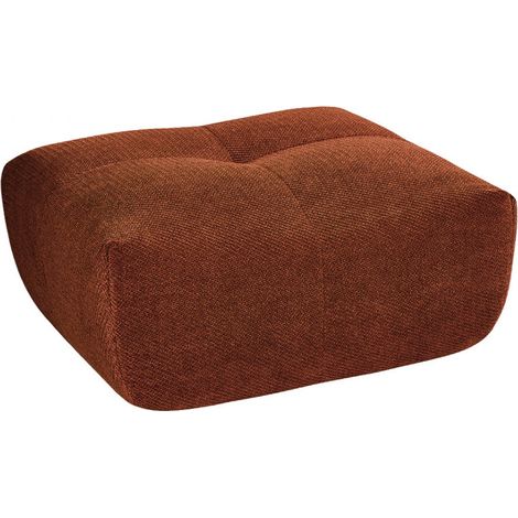 Pouf repose-pieds rembourré en tissu texturé rouille Alba