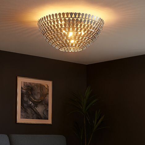 Plafoniera cromata da soggiorno lampada da soffitto lampada da camera a 2 luci, design foglie, 2x E14, PxA 35 x 22,5 cm, TRIO 605500206