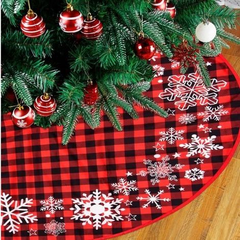Jupe d'arbre de noël 90cm, Tapis de Arbre de Noël flocon de neige, décoration pour la maison, 2023 (1/4)