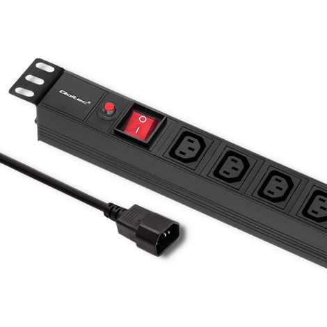 Bloc multiprise Qoltec avec protection contre les surcharges pour rack 19" 1U 10 A 8 x IEC C13 2 m (1/5)
