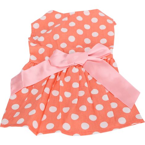 Robe d'été mignonne pour chienne, jupe sans manches en polyester avec nœud papillon, orange, taille XS (XZD298). (1/5)