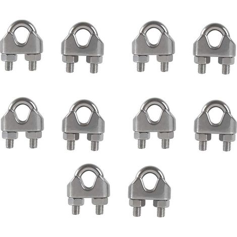 M6 Serre-câbles Etrier U Boulon Clip de Câble 304 Acier inoxydable Selle de pince de Câble Câble métallique Clips pour etendoir linge exterieur10PCS (1/5)