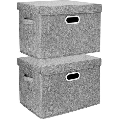 TYEERS Große Aufbewahrungsbox mit Deckel, Stoff, faltbar, waschbar, 44 x 30 x 29 cm, 2er-Set, Grau (1/5)