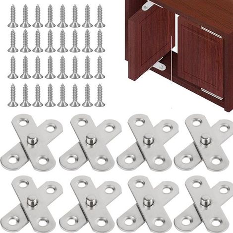 Bisagra giratoria de 8 piezas, Bisagra giratoria de 360 grados, Bisagras ocultas de acero inoxidable para puertas, 56x15 mm, Tornillos incluidos (1/5)