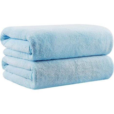Set of 2 Quick Drying Microfiber Bath Towels for Sports Yoga Spa Fitness Blue (1/4)