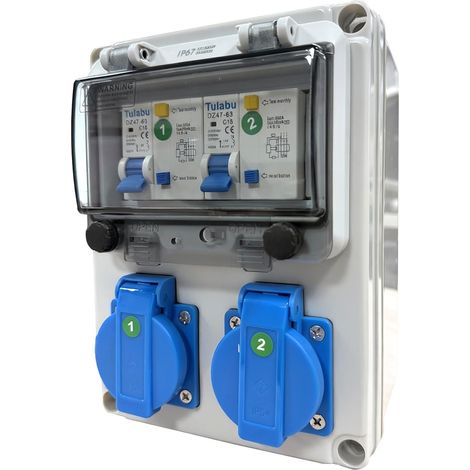 Coffret Électrique de Chantier 230 V, Répartiteur Mural 16 A, IP54 Distributeur de Courant Électrique avec Disjoncteur, Distributeur de Puissance Consommée pour Ateliers et Usines (1/5)