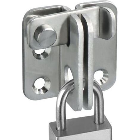 Verrou de Porte Coulissante Cadenas Moraillon Serrure de Porte Loquet de Verrouillage de Boucle Crochet Antivol, Finition Brossée en Acier Inoxydable, EMS3001-B (1/4)