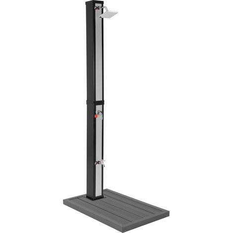 ML-Design Douche Solaire 40L 217cm Carrée Noir-Argent avec Élément de Sol Gris Foncé, Douchette de Pied et Pommeau de Douche à Effet Pluie, Eau Chaude jusqu'à 60°C avec Raccord pour Tuyau de Piscine (1/5)