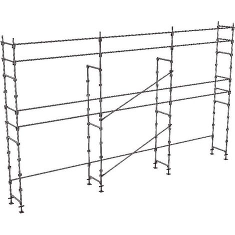 Échafaudage fixe de façade 60m² – Structure en acier galvanisé – Hauteur maxi 4m – Surface de travail 10x6m – DUO60S (1/4)
