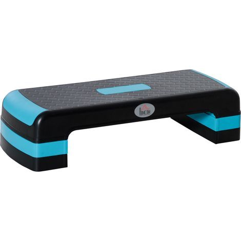 Stepper aerobico fitness altezza regolabile 3 livelli superficie antiscivolo 78 x 28 x 20 cm nero e blu (1/5)
