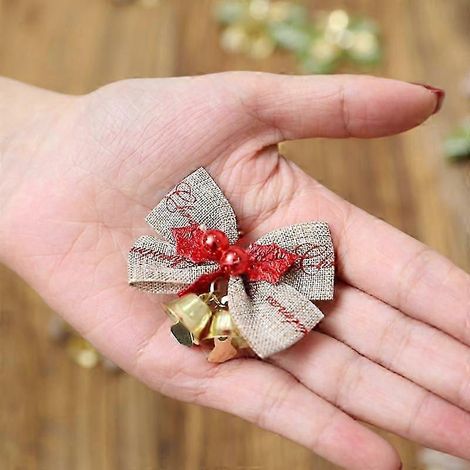 4 types de linge de lit de Noël, clochette, petit nœud, ruban, décoration pour sapin de Noël, ornement de Noël fait main