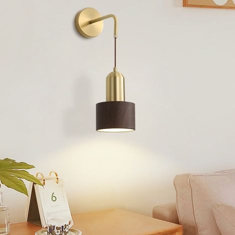 Modern wall lamp, E27 socket, adjustable height (150 cm) for bedrooms, living rooms, hallways and kitchens white light 6000K, brown (1/5)
