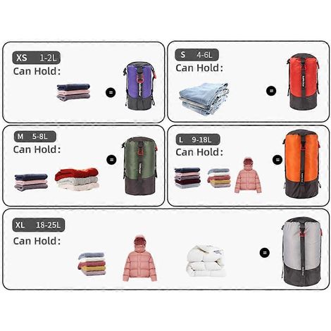 Leichter Kompressionssack 1-2L, wasserdicht, aus Polyester, ideal für Camping und Wandern
