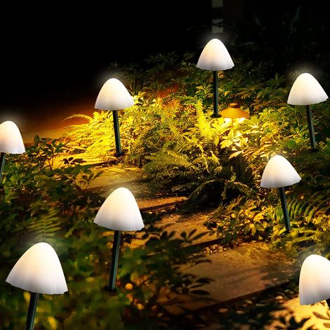Lampe Solaire Jardin Champignon - 12 LED - IP44 - Pour Extérieur Jardin Terrasse - Lot de 12 (1/5)