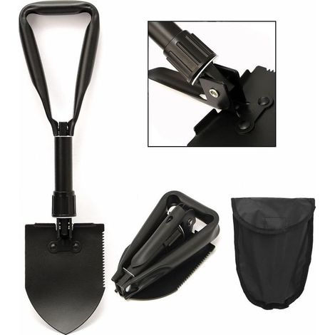 Multifonction Militaire Pelle Pioche Pliante en Métal, Mini Survie Outil pour Camping Randonnée Jardin Pelle (1/5)