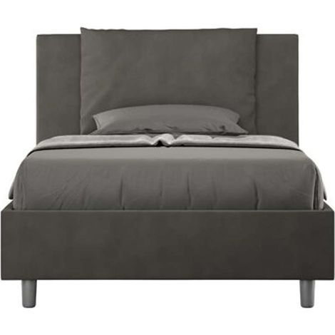 Letto singolo contenitore imbottito 100x190 microfibra grigio Antea (1/5)
