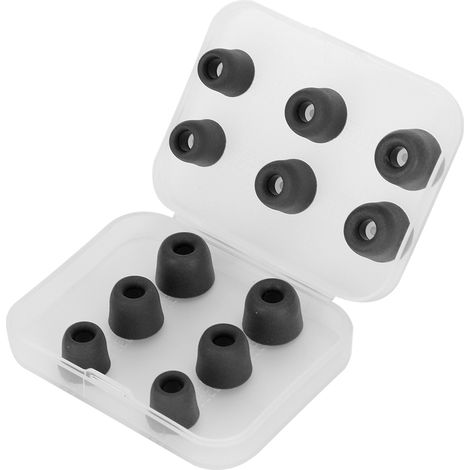 Lot de 6 bouchons d'oreille en silicone à mémoire de forme et à rebond lent NB M1, pour une réduction du bruit intra-auriculaire (mousse à mémoire de forme intégrale (noir)). (1/5)