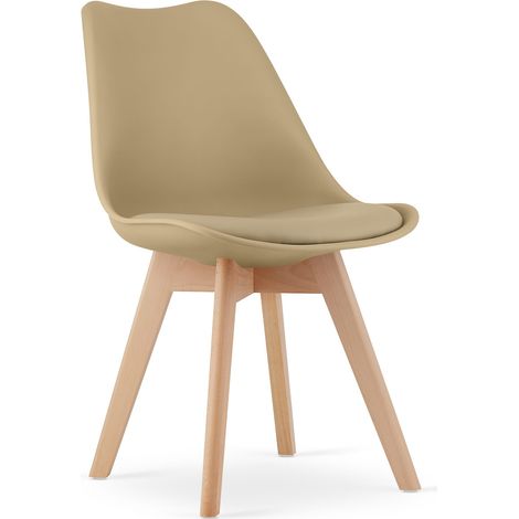 Sedia Mark - beige scuro / gambe naturali x 1 (1/5)